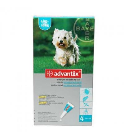 ADVANTIX spot on for dogs 4-10kg ampoule 4x 1ml a.u.v.
