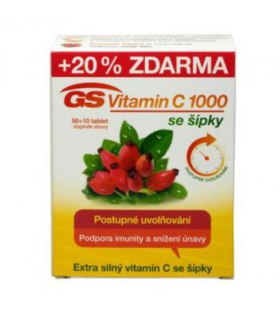 GS C Vitamin 1000mg with rosehip tbl 50+10 FOIR FREE