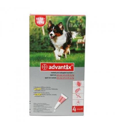 ADVANTIX spot on for dogs 10-25kg ampoule 4x 2.5ml a.u.v.