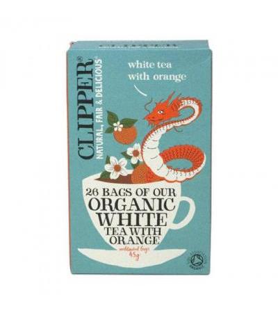 CLIPPER Organic White tea with orange 26 tea bags
