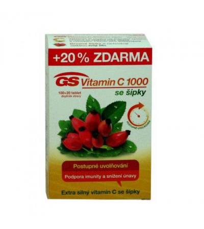 GS C Vitamin 1000mg with rosehip tbl 100+20 FOR FREE