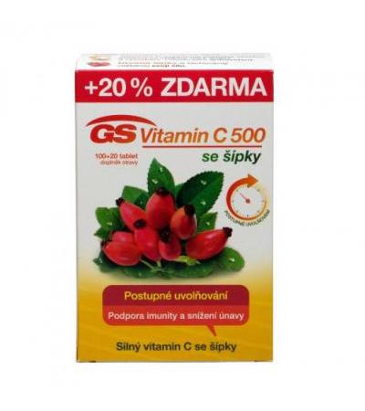 GS C Vitamin 500mg with rosehip tbl 100+20 FOR FREE