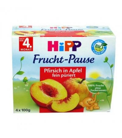 HIPP FRUIT 100% BIO apples with peaches 4x 100g