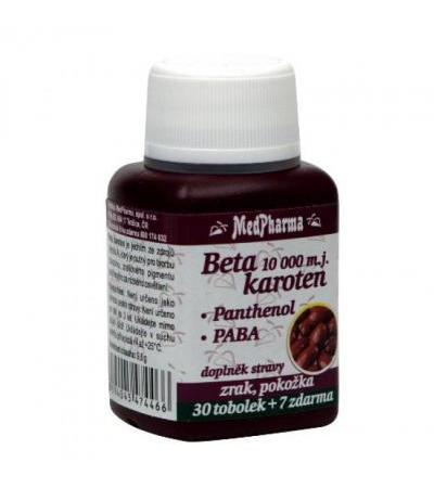 MedPharma BETA-CAROTENE 10 000 I.U. + Panthenol + PABA 30 capsules + 7 FOR FREE