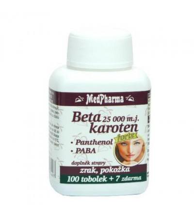 MedPharma BETA-CAROTENE 25 000 I.U. + Panthenol + PABA 100 capsules + 7 FOR FREE
