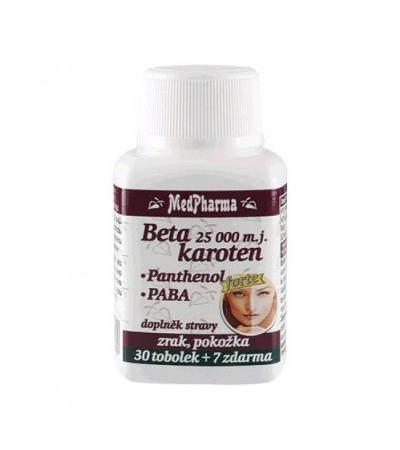 MedPharma BETA-CAROTENE 25 000 I.U. + Panthenol + PABA 30 capsules + 7 FOR FREE