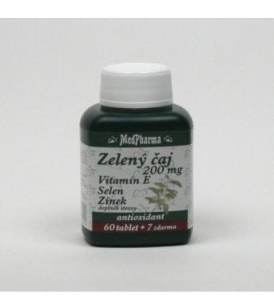 MedPharma Green tea 200mg + Vitamin E + Selenium + Zinc 60 tablets + 7 FOR FREE