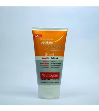 NEUTROGENA Visibly Clear 2 in 1 cleansing wash & mask 150 ml