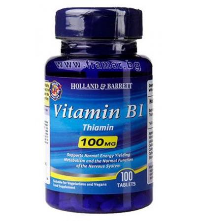 ВИТАМИН Б 1 (ТИАМИН) таблетки 100 мг * 100 HOLLAND & BARRETT