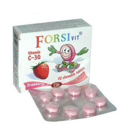 ФОРСИВИТ ЗА ДЕЦА таблетки за смучене с вкус на ягода 30 мг. * 32
