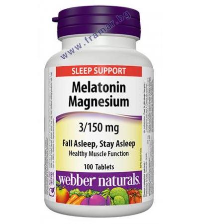 МЕЛАТОНИН 3 мг. + МАГНЕЗИЙ 150 мг. таблетки * 100 УЕБЪР НАТУРАЛС