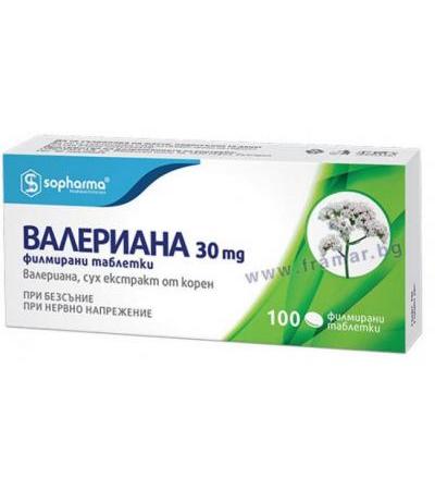 ВАЛЕРИАНА таблетки 30 мг * 100 СОФАРМА