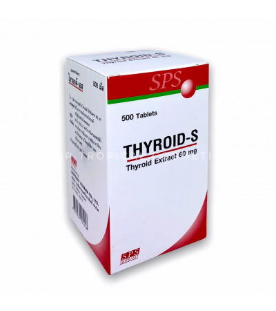 SPS Sriprasit THYROID-S Thyroid Extract 60 mg. 500 tablets, Пищевая добавка для щитовидной железы THYROID-S 500 табл.